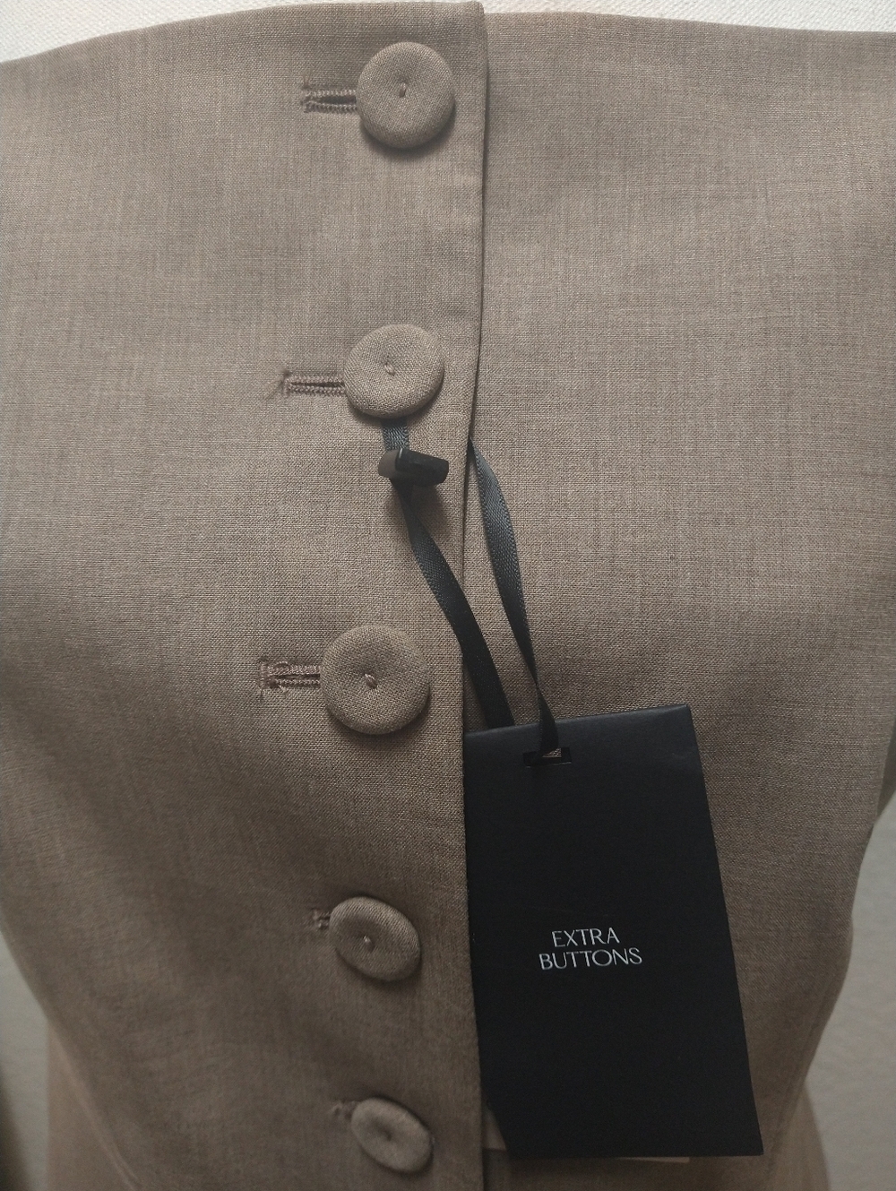 Mango Tan Button-Front Spaghetti Strap Top - Picture 6 of 9